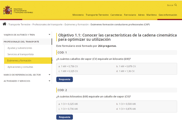 Cambios en el banco de preguntas CAP